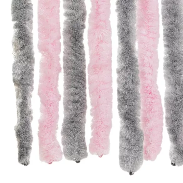 ezüstszürke és rózsaszín zsenília rovarfüggöny 56 x 185 cm