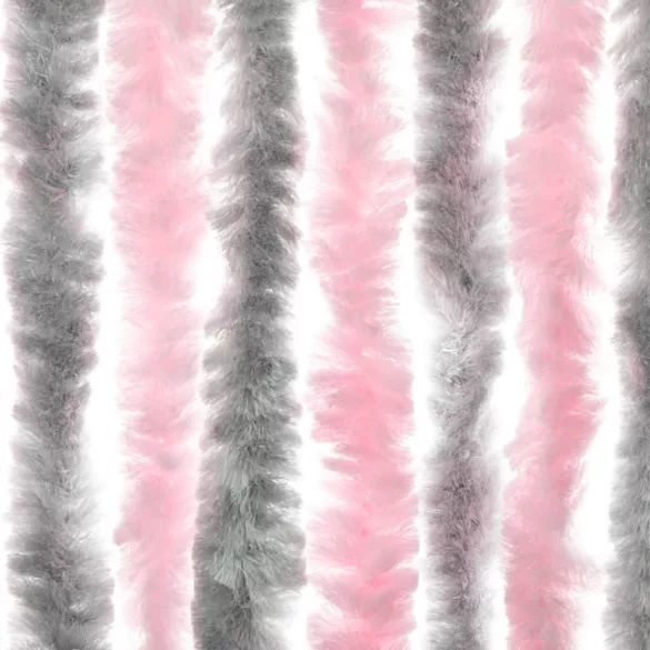 ezüstszürke és rózsaszín zsenília rovarfüggöny 56 x 200 cm