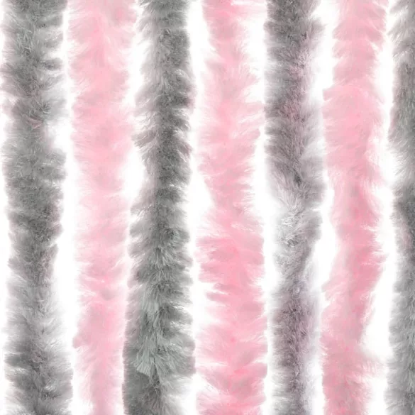 ezüstszürke és rózsaszín zsenília rovarfüggöny 100 x 220 cm