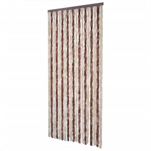 bézs és világosbarna zsenília rovarfüggöny 100 x 230 cm