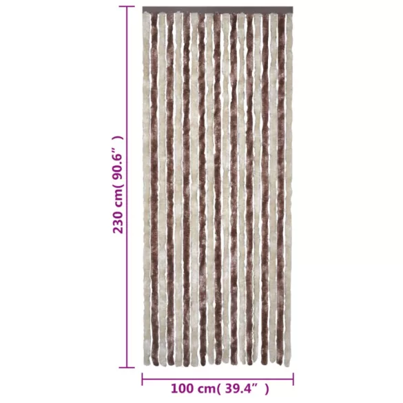 bézs és világosbarna zsenília rovarfüggöny 100 x 230 cm