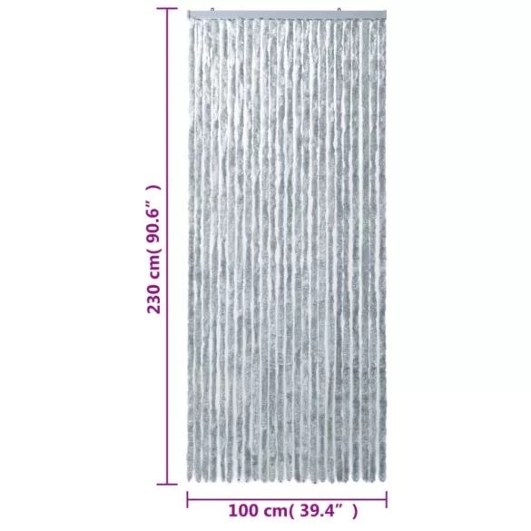 fehér és szürke zsenília rovarfüggöny 100 x 230 cm