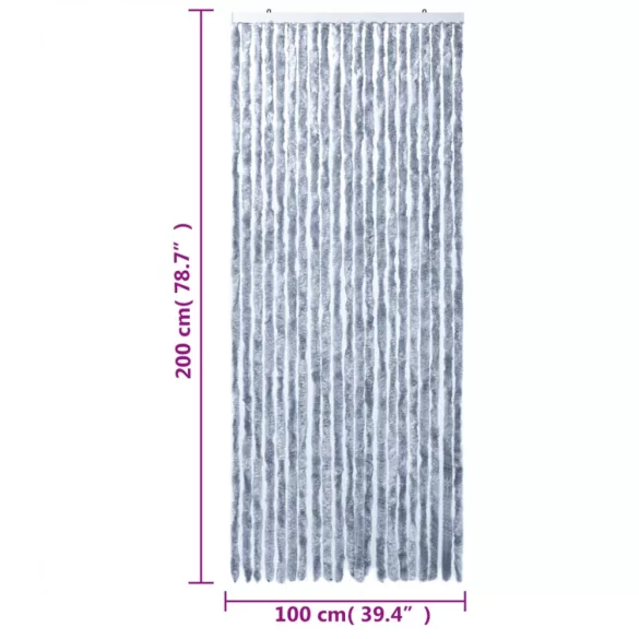 ezüst zsenília rovarfüggöny 100 x 200 cm