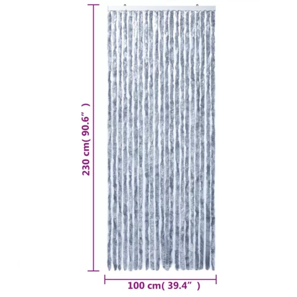ezüst zsenília rovarfüggöny 100 x 230 cm