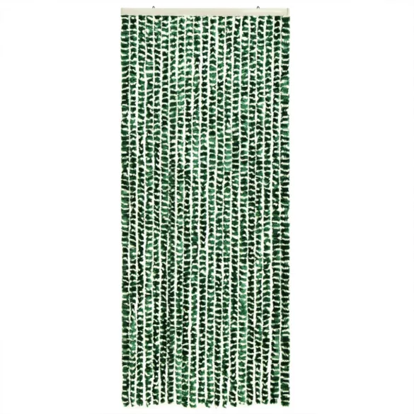 zöld és fehér zsenília rovarfüggöny 56 x 200 cm