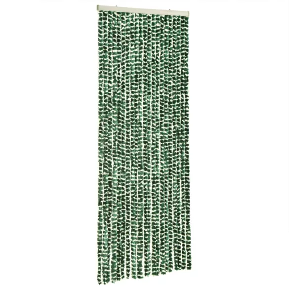 zöld és fehér zsenília rovarfüggöny 90 x 200 cm