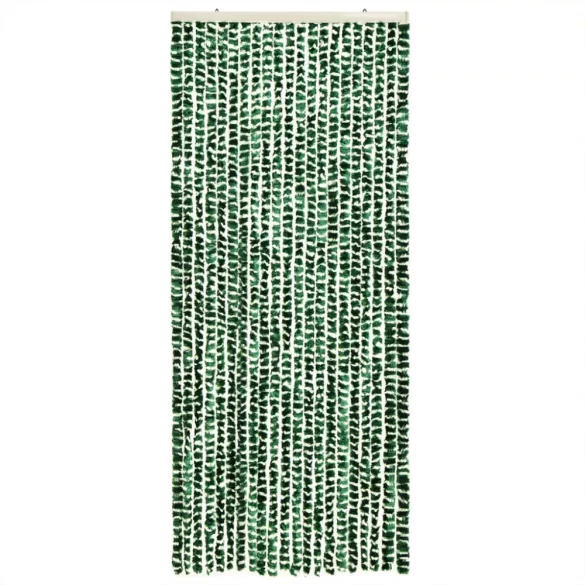 zöld és fehér zsenília rovarfüggöny 100 x 230 cm