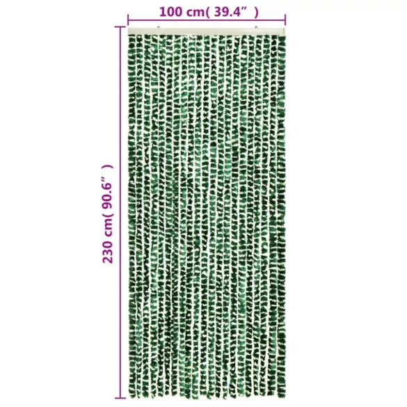 zöld és fehér zsenília rovarfüggöny 100 x 230 cm