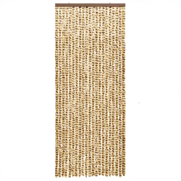 bézs és barna zsenília rovarfüggöny 100 x 230 cm