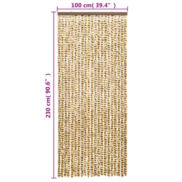 bézs és barna zsenília rovarfüggöny 100 x 230 cm