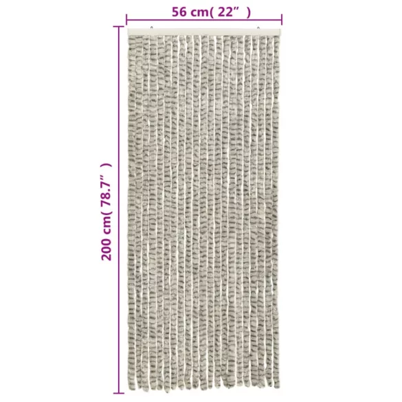 világosszürke és sötétszürke zsenília rovarfüggöny 56 x 200 cm