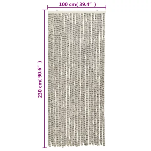 világosszürke és sötétszürke zsenília rovarfüggöny 100 x 230 cm