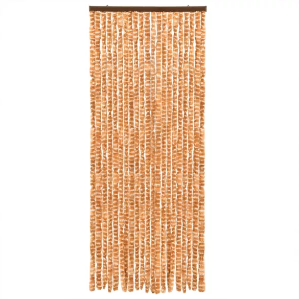 okkersárga és fehér zsenília rovarfüggöny 100 x 200 cm