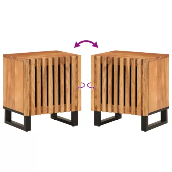 2 db tömör akácfa éjjeliszekrény 40 x 34 x 46 cm