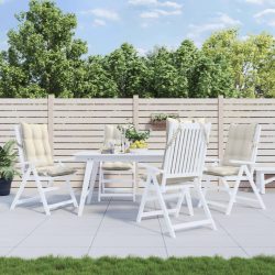   4 db krémszínű oxford-szövet magas háttámlájú székpárna