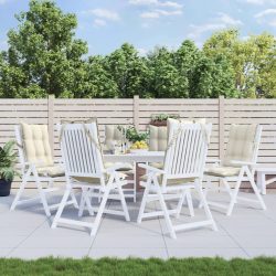   6 db krémszínű oxford-szövet magas háttámlájú székpárna