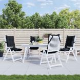 4 db fekete oxford-szövet magas háttámlájú székpárna