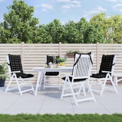   4 db fekete kockás oxford-szövet magas háttámlájú székpárna