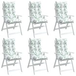 6 db levélmintás oxford szövet magas háttámlájú székpárna