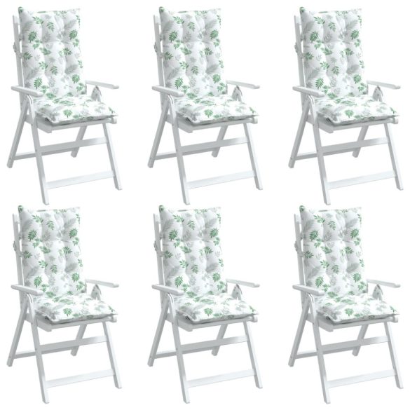 6 db levélmintás oxford szövet magas háttámlájú székpárna