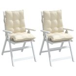 2 db krémszínű oxford szövet alacsony háttámlájú székpárna