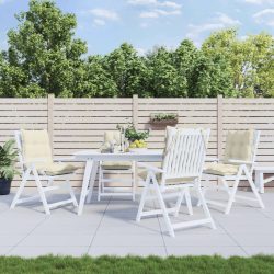   4 db krémszínű oxford szövet alacsony háttámlájú székpárna