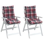 2 db piros kockás oxford szövet alacsony háttámlájú székpárna