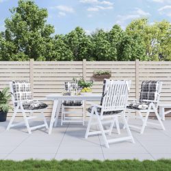   4 db szürke kockás oxford szövet alacsony háttámlájú székpárna