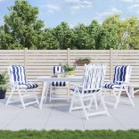 4 db kék és fehér csíkos szövet alacsony háttámlájú székpárna