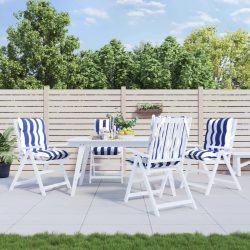   4 db kék és fehér csíkos szövet alacsony háttámlájú székpárna