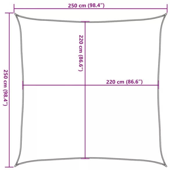 homokszínű 100% poliészter oxford szövet napvitorla 2,5x2,5 m