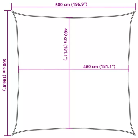 homokszínű 100% poliészter oxford szövet napvitorla 5 x 5 m