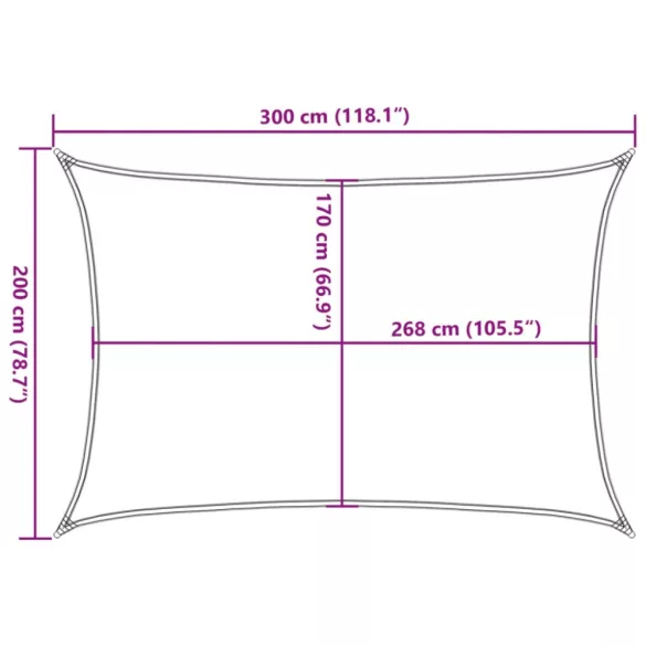 homokszínű 100% poliészter oxford szövet napvitorla 3x2 m