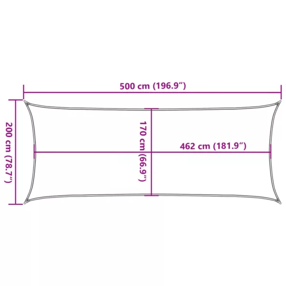homokszínű 100% poliészter oxford szövet napvitorla 5x2 m