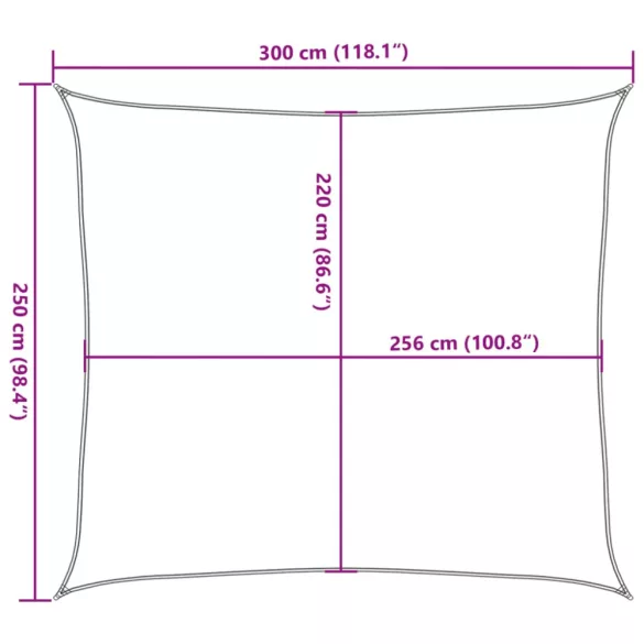 homokszínű 100% poliészter oxford szövet napvitorla 3x2,5 m