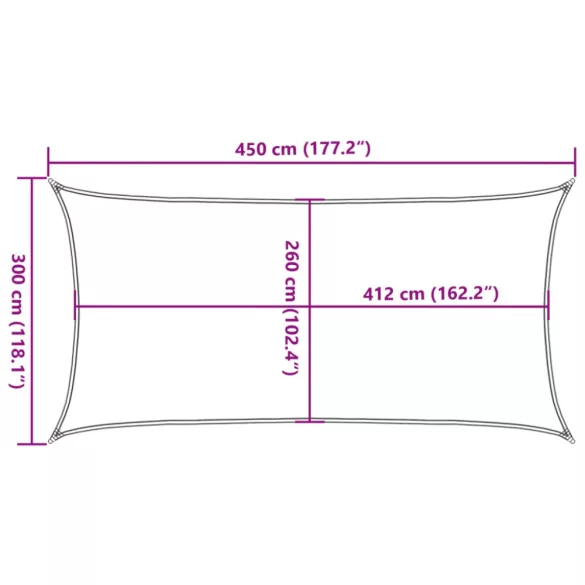 homokszínű 100% oxford szövet napvitorla 4,5x3 m