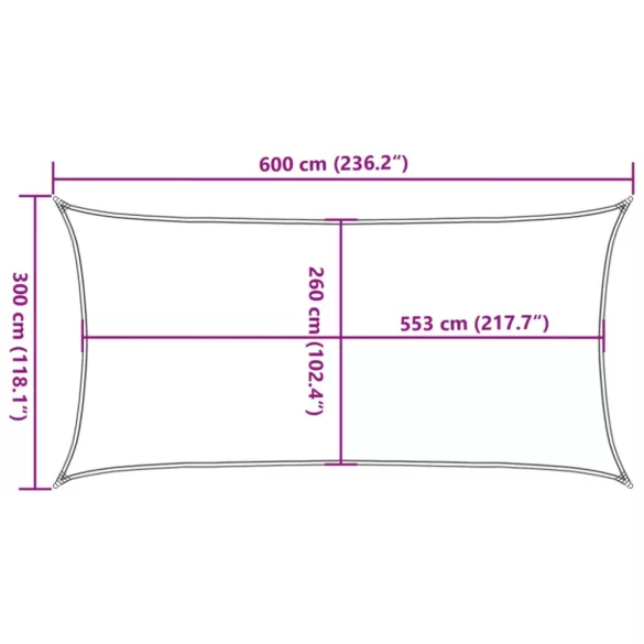 homokszínű 100% poliészter oxford szövet napvitorla 6x3 m