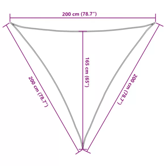 homokszínű 100% poliészter oxford szövet napvitorla 2 x 2 x 2 m
