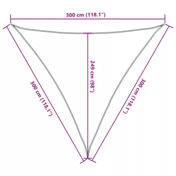 homokszínű 100% poliészter oxford szövet napvitorla 3x3x3 m
