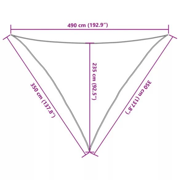 homokszínű 100% oxford szövet napvitorla 3,5 x 3,5 x 4,9 m