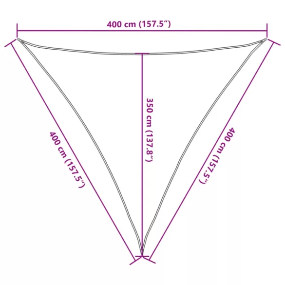 homokszínű 100% poliészter oxford szövet napvitorla 4x4x4 m