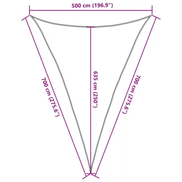 homokszínű 100% poliészter oxford szövet napvitorla 5 x 7 x 7 m