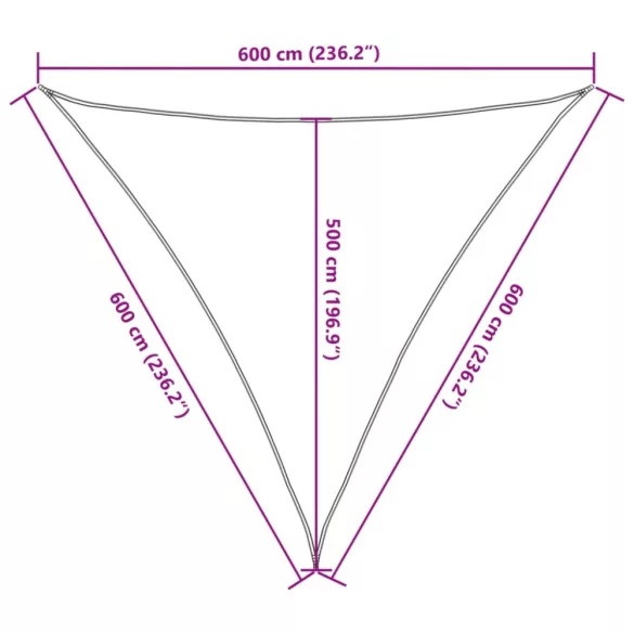 homokszínű 100% poliészter oxford szövet napvitorla 6x6x6 m