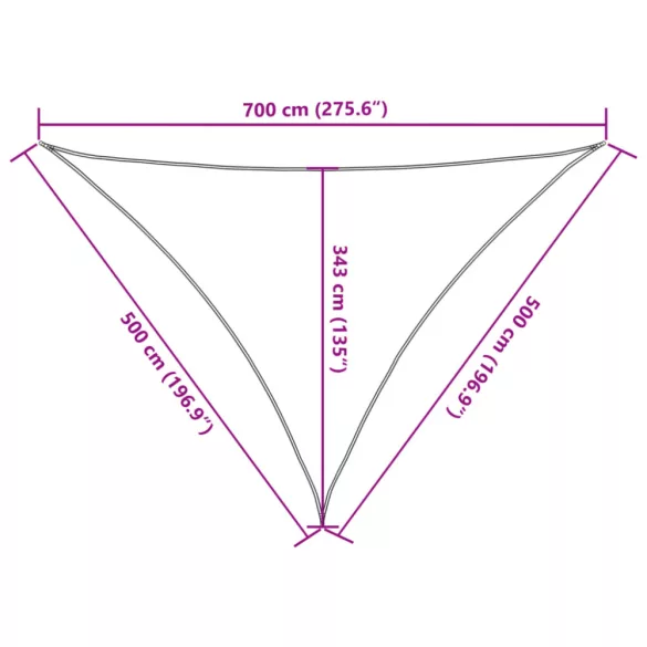bézs 100% poliészter oxford szövet napvitorla 7x5x5 m