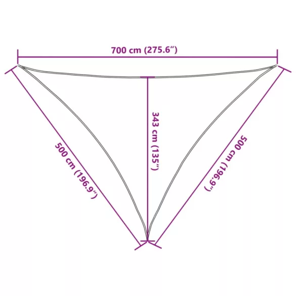 fekete 100% poliészter oxford szövet napvitorla 7 x 5 x 5 m