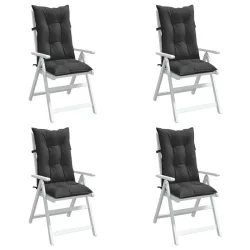   4 db antracit szövet magas háttámlájú székpárna 120x50x7 cm