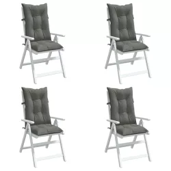   4 db sötétszürke szövet magas háttámlájú székpárna 120x50x7 cm