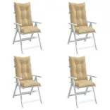 4 db melange bézs szövet magas háttámlájú székpárna 120x50x7 cm