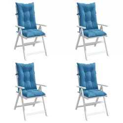   4 db melange kék szövet magas háttámlájú székpárna 120x50x7 cm