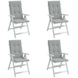 4 db világosszürke szövet magas háttámlájú székpárna 120x50x4cm